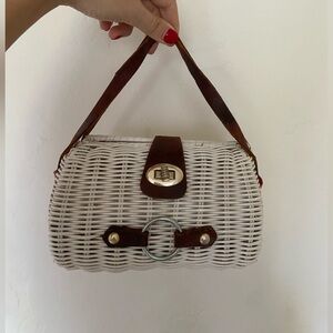 White Vintage Handmade Basket Bag
